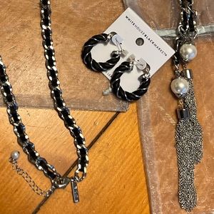 WHBM Black and Silver Necklace and Earrings